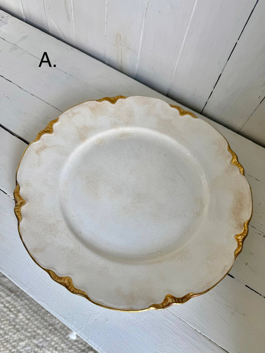 9” Gold Detailed Ironstone Plate