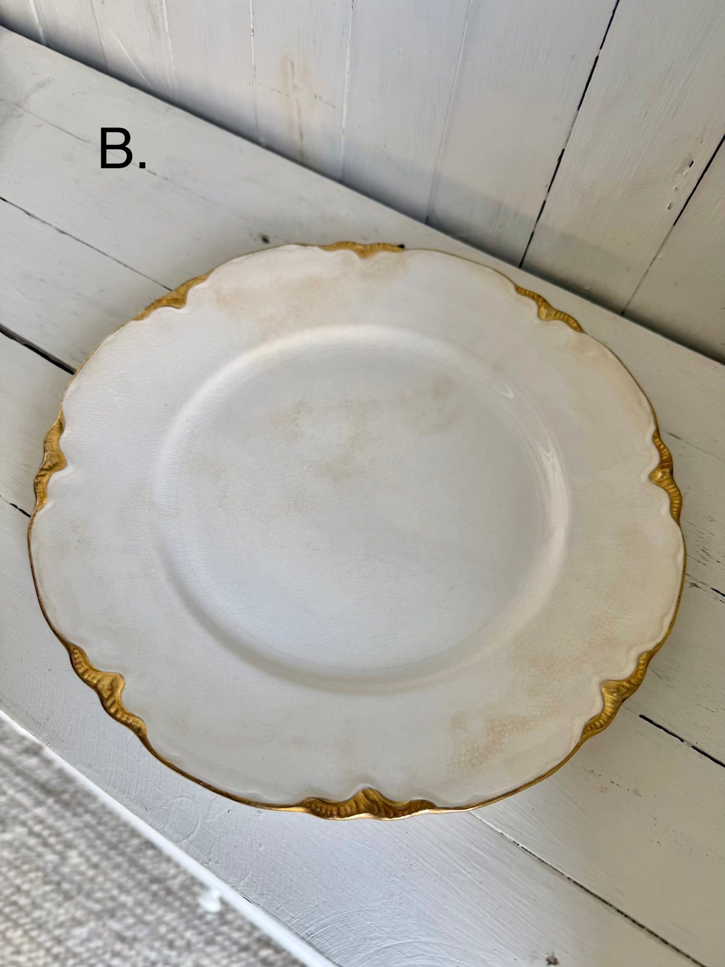 9” Gold Detailed Ironstone Plate