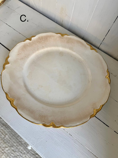9” Gold Detailed Ironstone Plate