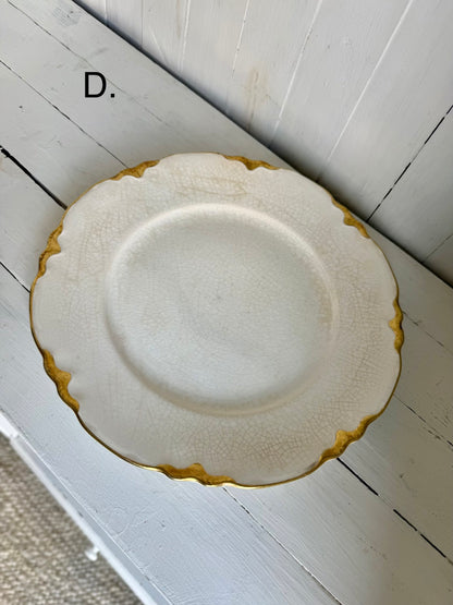 9” Gold Detailed Ironstone Plate