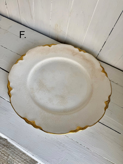 9” Gold Detailed Ironstone Plate