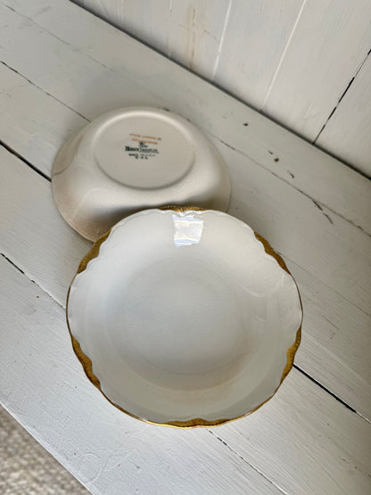 Gold Detailed Ironstone Dessert Bowl