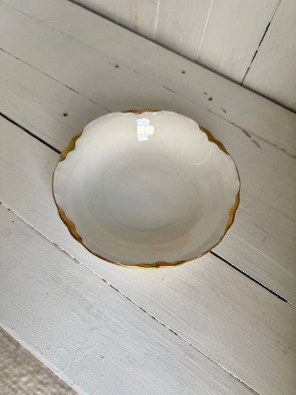 Gold Detailed Ironstone Dessert Bowl