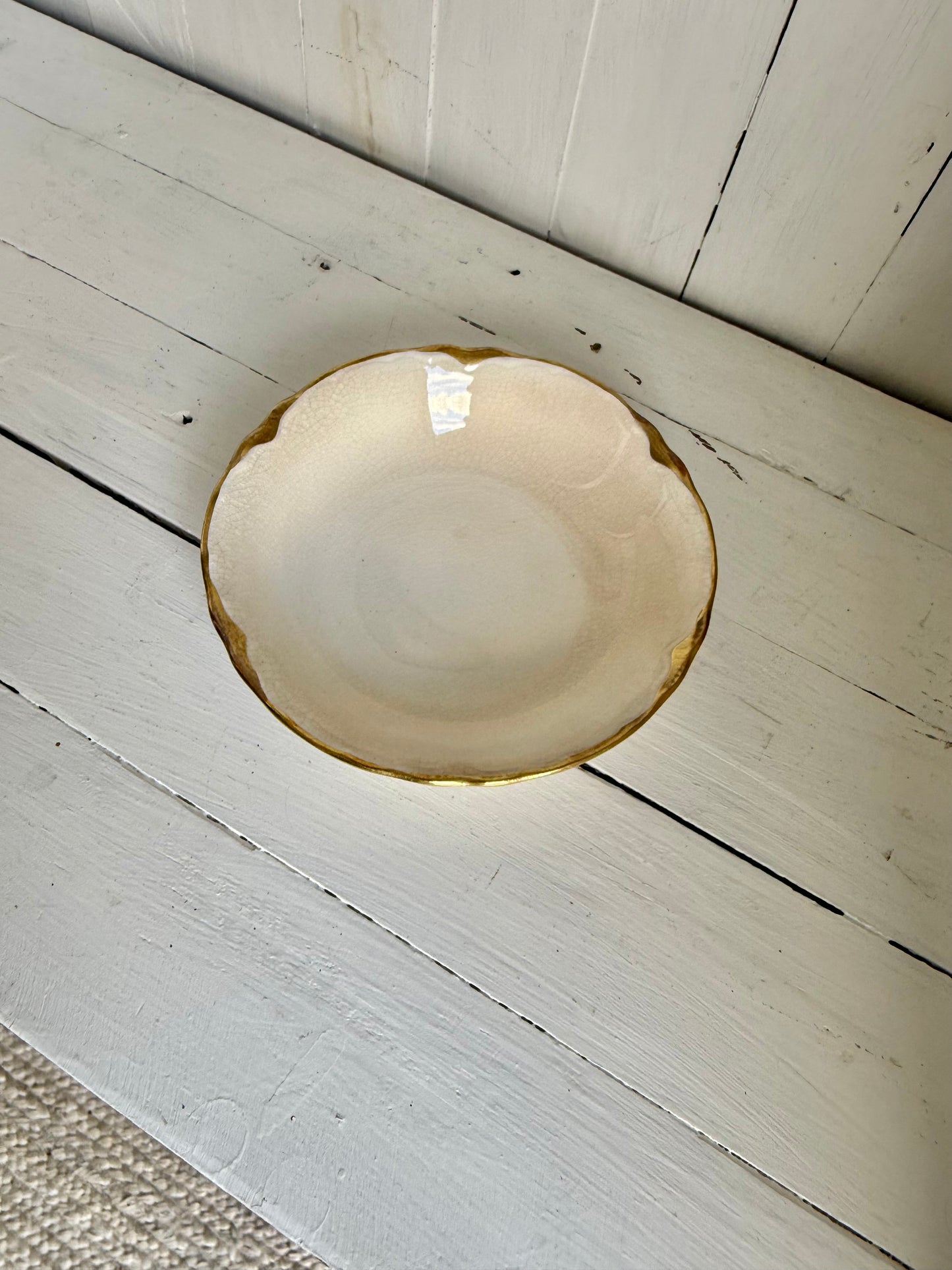 Gold Detailed Ironstone Dessert Bowl