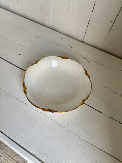Gold Detailed Ironstone Dessert Bowl