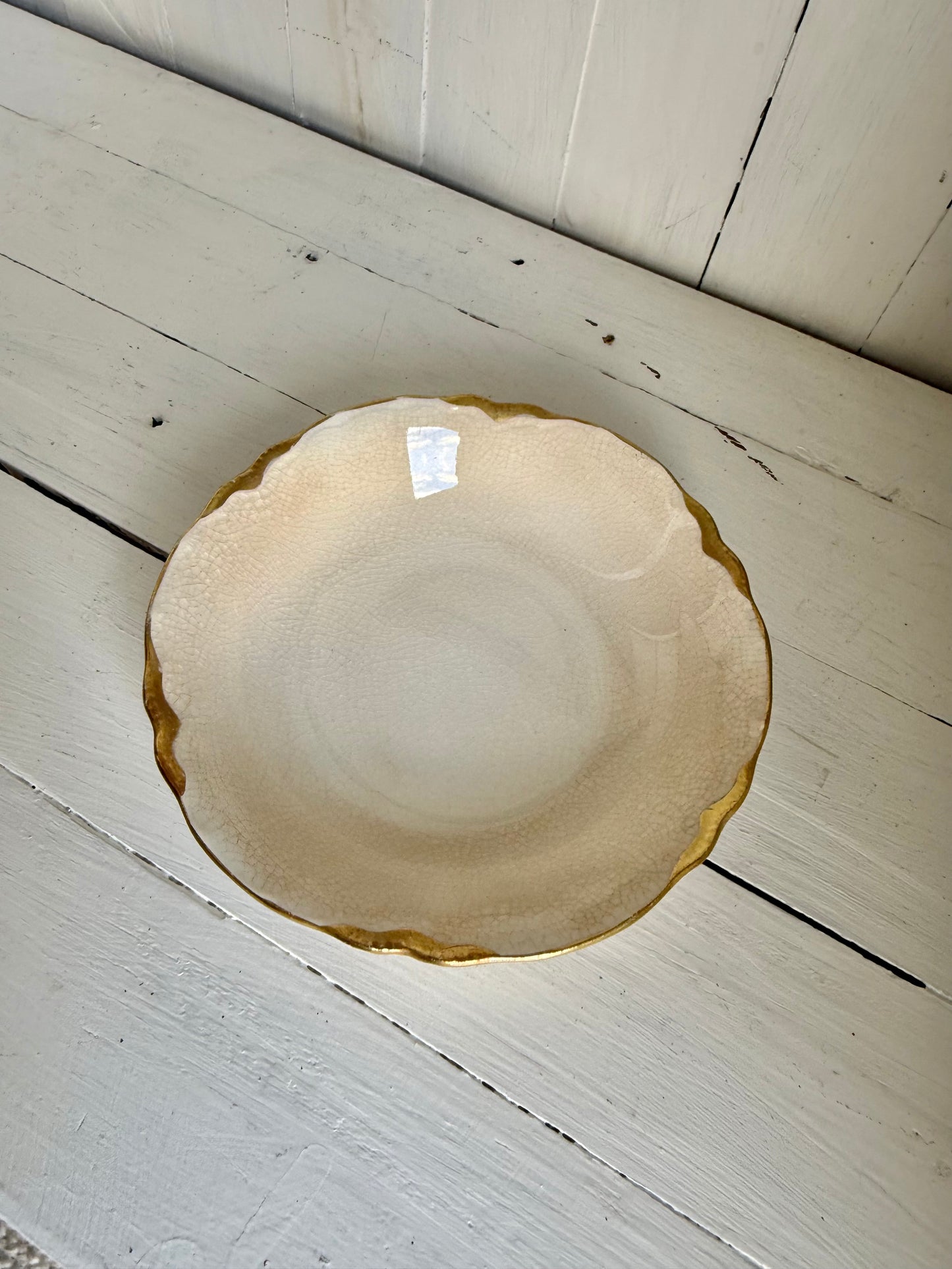 Gold Detailed Ironstone Dessert Bowl