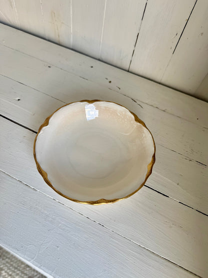 Gold Detailed Ironstone Dessert Bowl