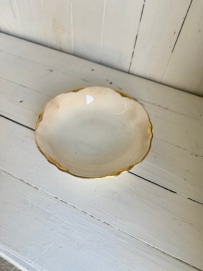Gold Detailed Ironstone Dessert Bowl