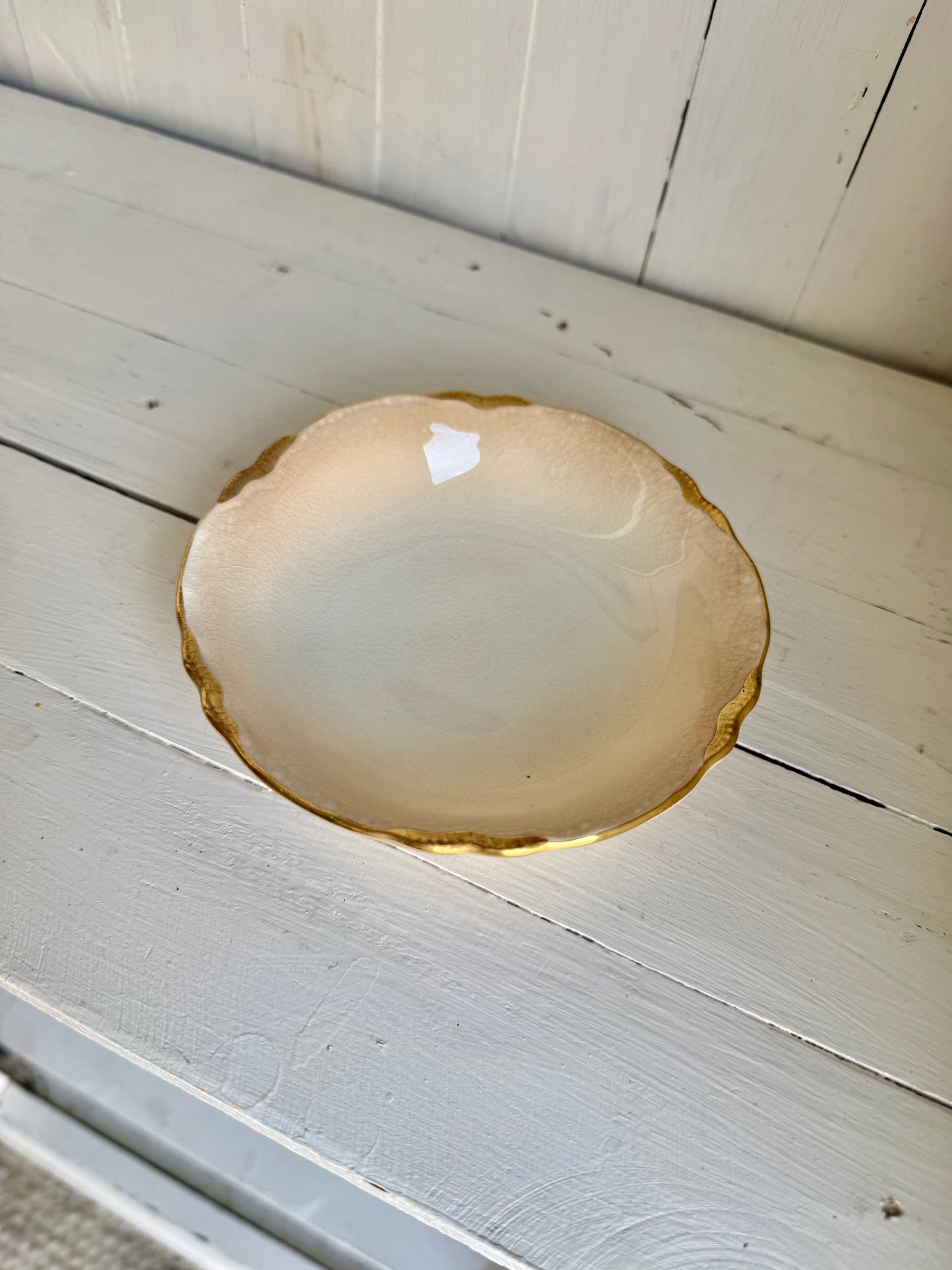 Gold Detailed Ironstone Dessert Bowl