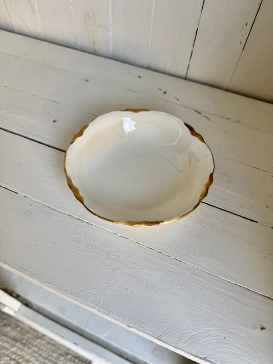 Gold Detailed Ironstone Dessert Bowl