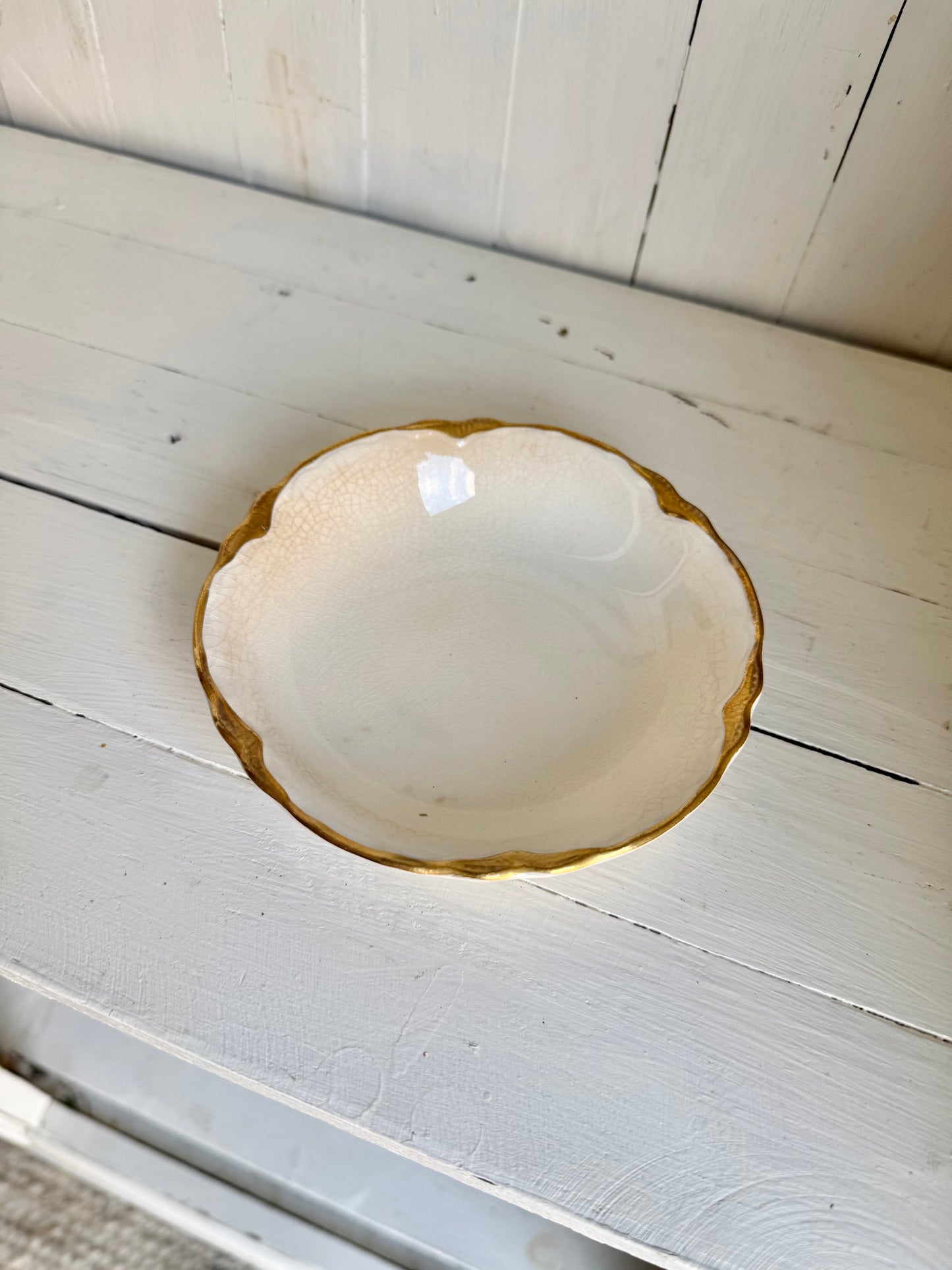 Gold Detailed Ironstone Dessert Bowl