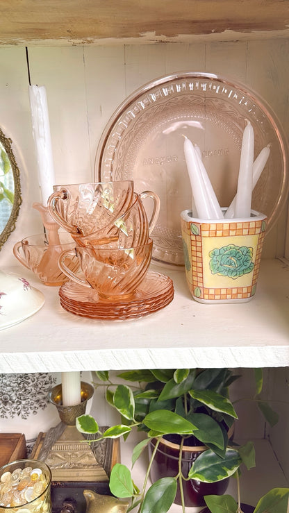 Frosted Pink Tulip Shaped Candlestick