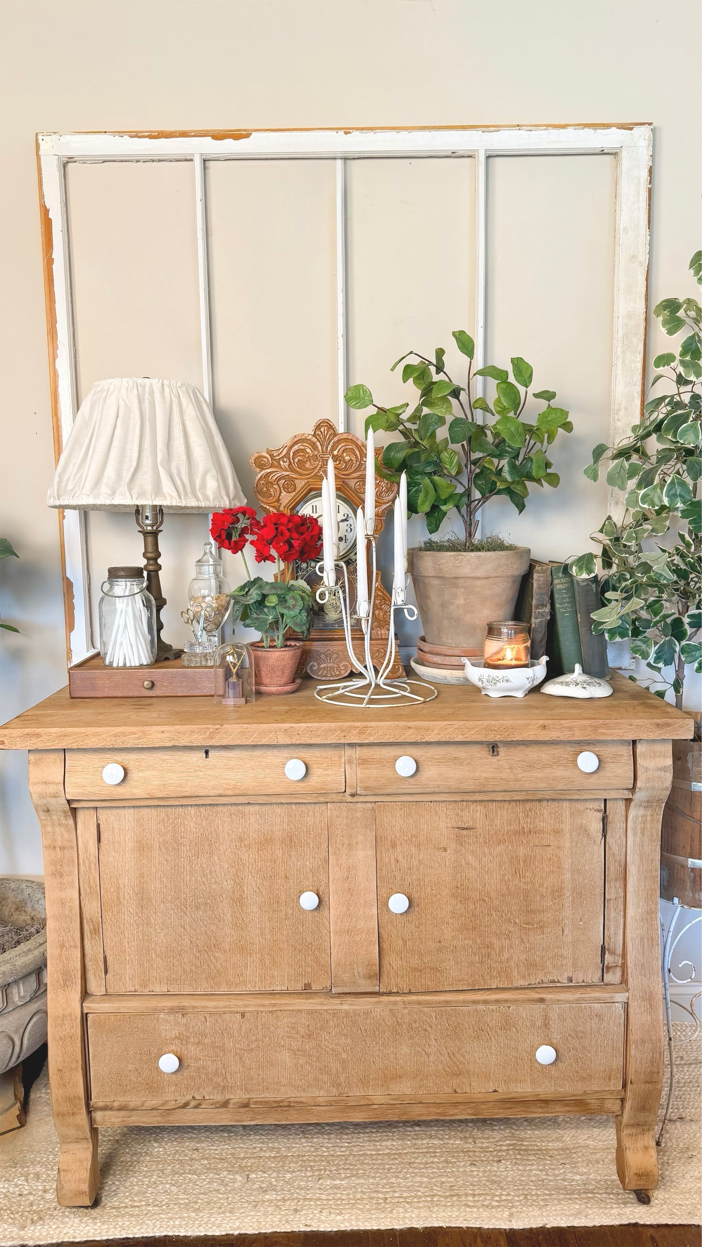 Brass Lamp w/ Pleated Fabric Shade