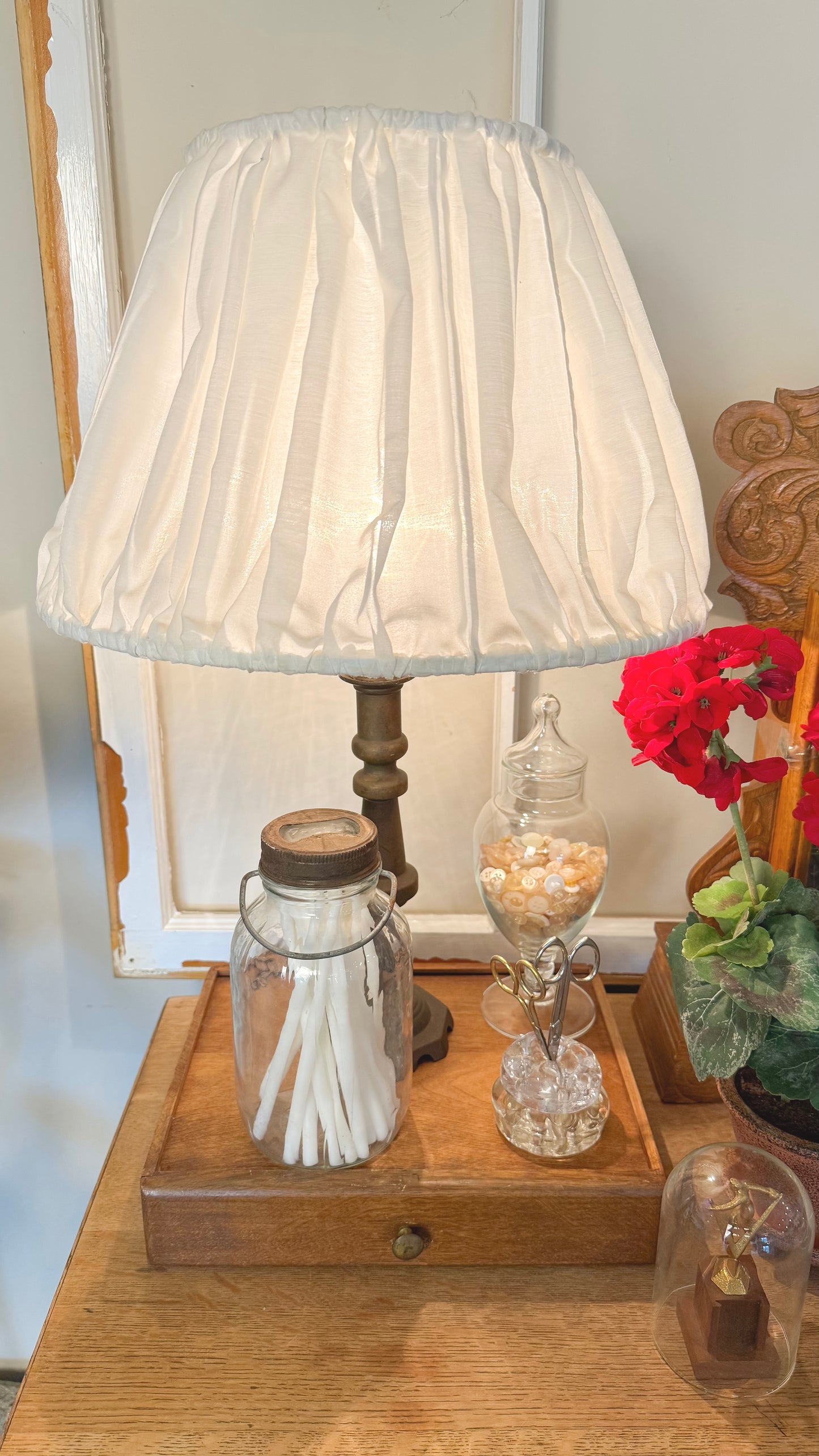 Brass Lamp w/ Pleated Fabric Shade
