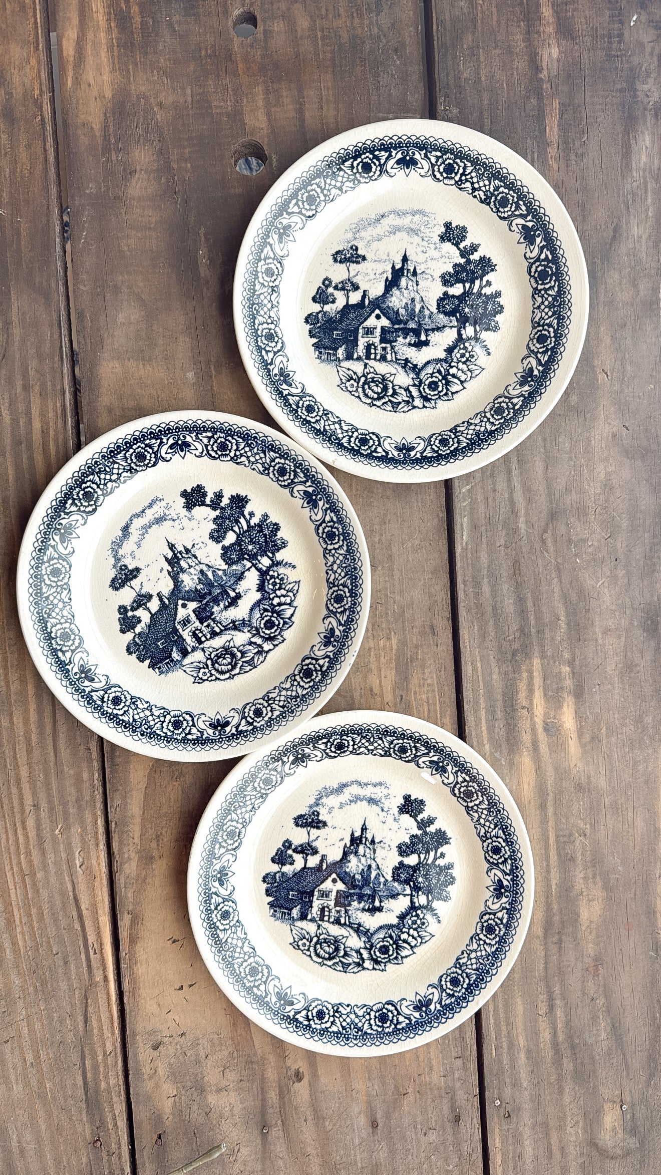 Vintage Blue Transferware Plates