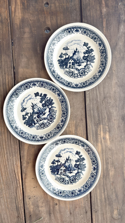 Vintage Blue Transferware Plates