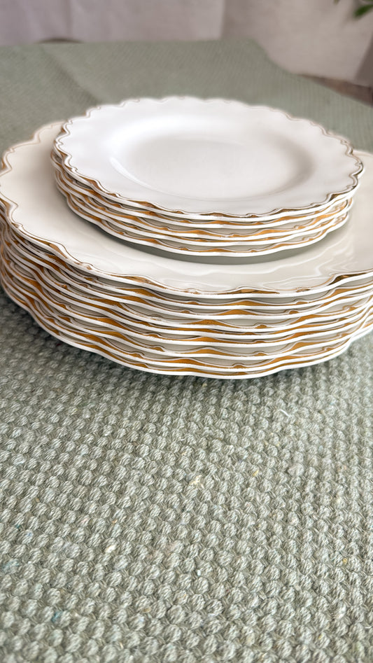 Gold Scalloped Edge Ironstone 6.5” Plate